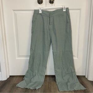 Tulle Sage Green Wide-Leg Linen Blend Pants